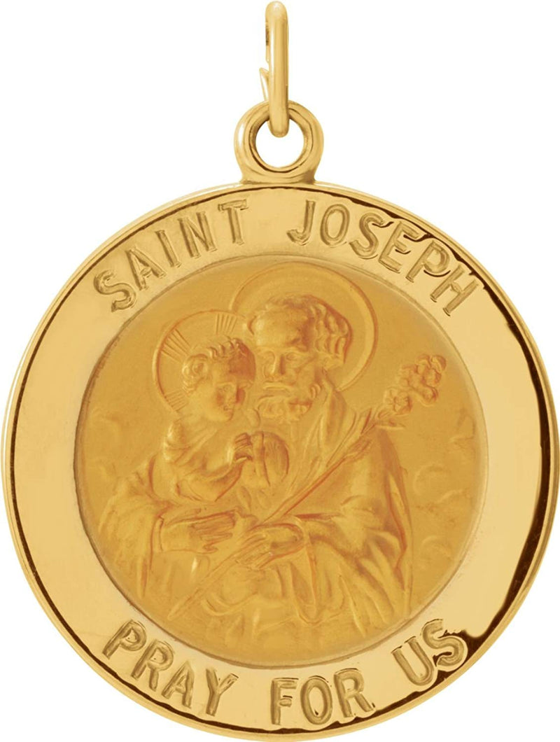 14k Yellow Gold Round St. Joseph Medal (22 MM)