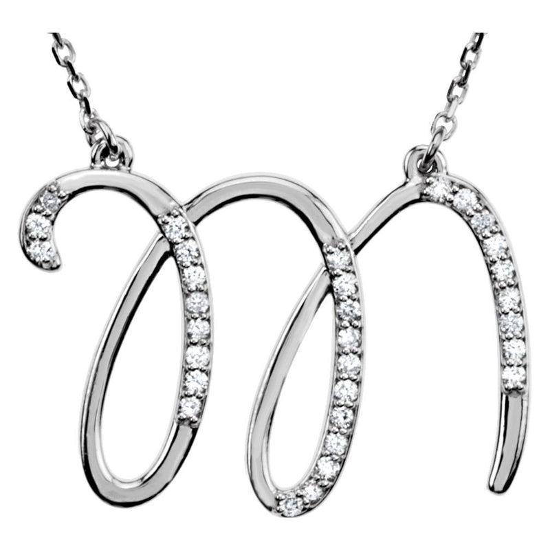 Diamond Initial 'M' Sterling Silver Pendant Necklace, 16.00" (.16 Cttw, GH Color, I1 Clarity)