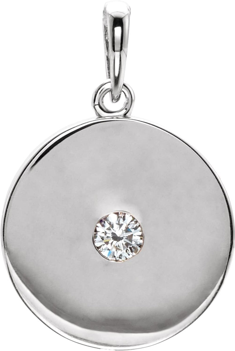 Round Diamond Disc Pendant, Sterling Silver (0.10 Ct, Color G-H, I1 Clarity)