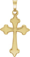 Fleur-De-Lis Hollow Cross 14k Yellow Gold Pendant (27.7X14.7MM)