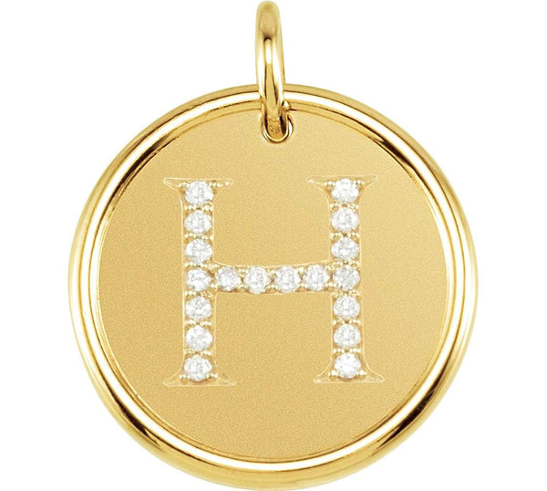 Diamond Initial "H" Round Pendant, 18k Yellow Gold-Plated Sterling Silver (0.1 Ctw, Color GH, Clarity I1)