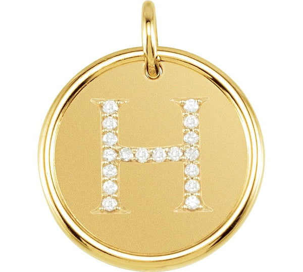 Diamond Initial "H" Pendant, 14k Yellow Gold (0.1 Ctw, Color GH, Clarity I1)