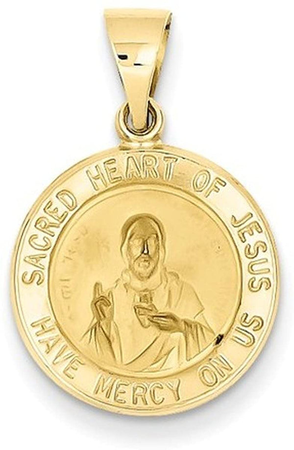 14k Yellow Gold Sacred Heart of Jesus Medal Pendant (18x15MM)