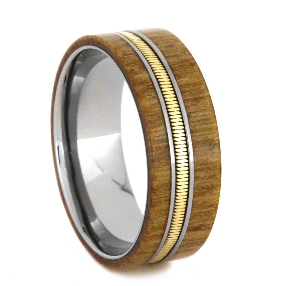 Guitar String, Rowan Wood 8mm Comfort-Fit Titanium Wedding Band