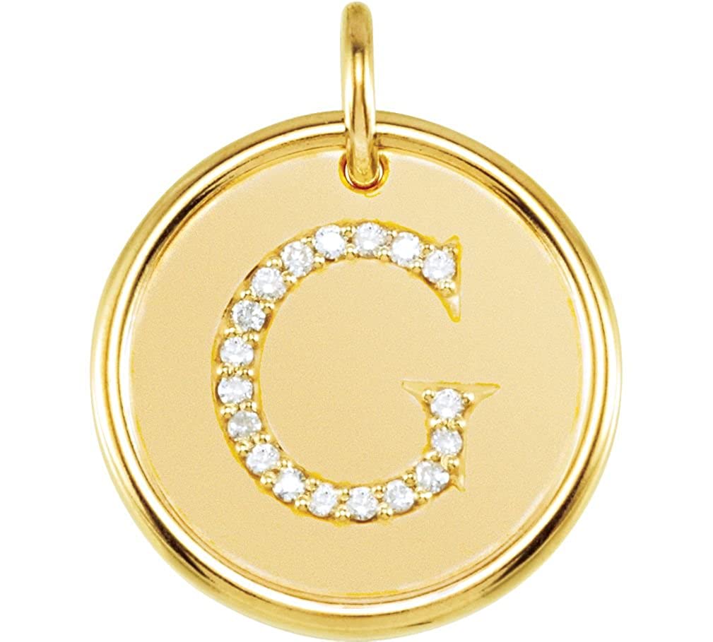 Diamond Initial "G" Round Pendant, 18k Yellow Gold-Plated Sterling Silver (0.1 Ctw, Color G-H, Clarity I1)