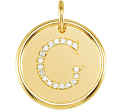 Diamond Initial "G" Round Pendant, 18k Yellow Gold-Plated Sterling Silver (0.1 Ctw, Color G-H, Clarity I1)