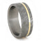 Gibeon Meteorite, 14k Yellow Gold Pinstripe 8mm Comfort-Fit Matte Titanium Band