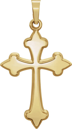 Fleur-De-Lis Hollow Cross 14k Yellow Gold Pendant (32.2X17.7MM)