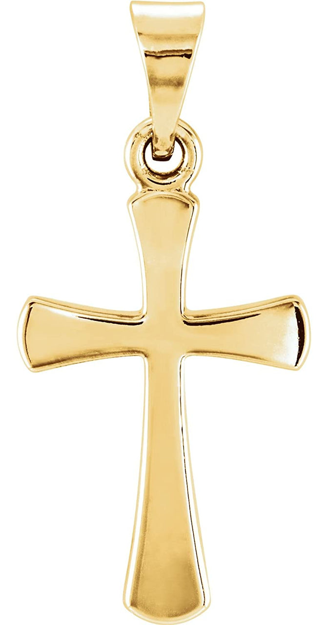 Rounded Edge Cross 14k Yellow Gold Pendant (26X14MM)