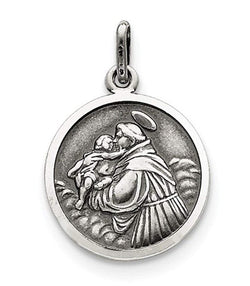 Sterling Silver Antiqued St. Anthony Medal (27X18MM)