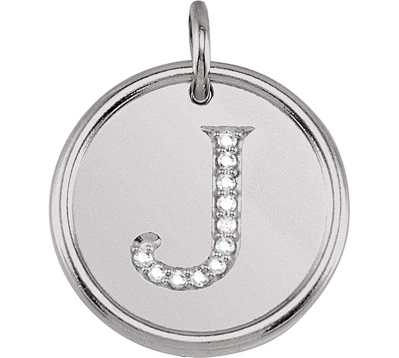 Diamond Initial "J" Pendant, Rhodium-Plated 14k White Gold (.05 Ctw, Color G-H, Clarity I1)