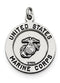 Sterling Silver Antiqued Saint Michael Marine Corp Medal (26X20 MM)