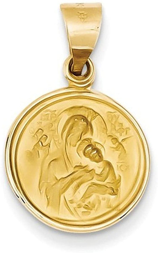 18k Yellow Gold Our Lady of Perpetual Help Medal Pendant (23X13MM)