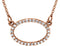 29-Stone Diamond Horizontal Oval 14k Rose Gold Pendant Necklace, 16" (.16 Cttw)