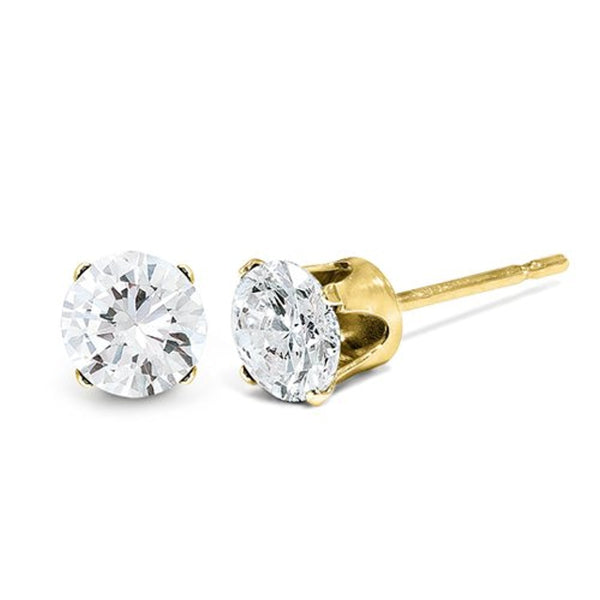 Charles & Colvard Moissanite Solitaire Solstice Earrings, 14k Yellow Gold (4MM)