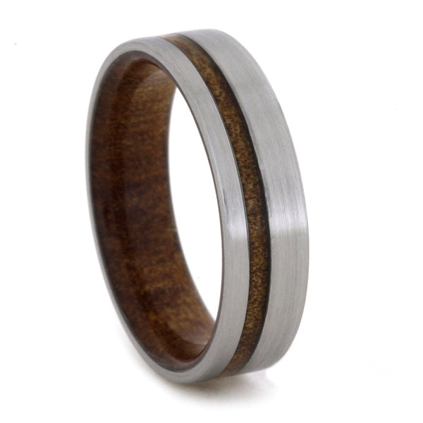 Kauri Wood 6mm Comfort-Fit Brushed Titanium Wedding Band