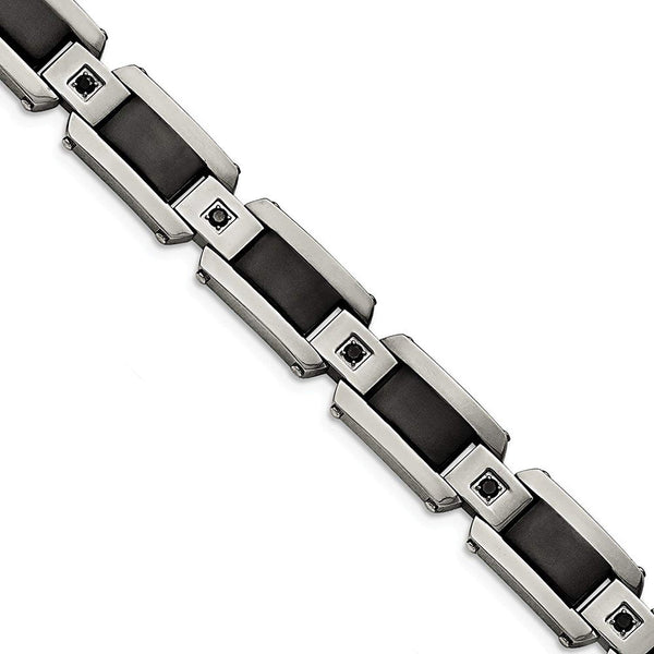 Men's Polished Stainless Steel Black IP-Plated Black Diamond Bracelet, 8.25 " (.5 Ctw)