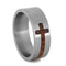 Koa Wood Cross 8mm Comfort-Fit Brushed Titanium Band