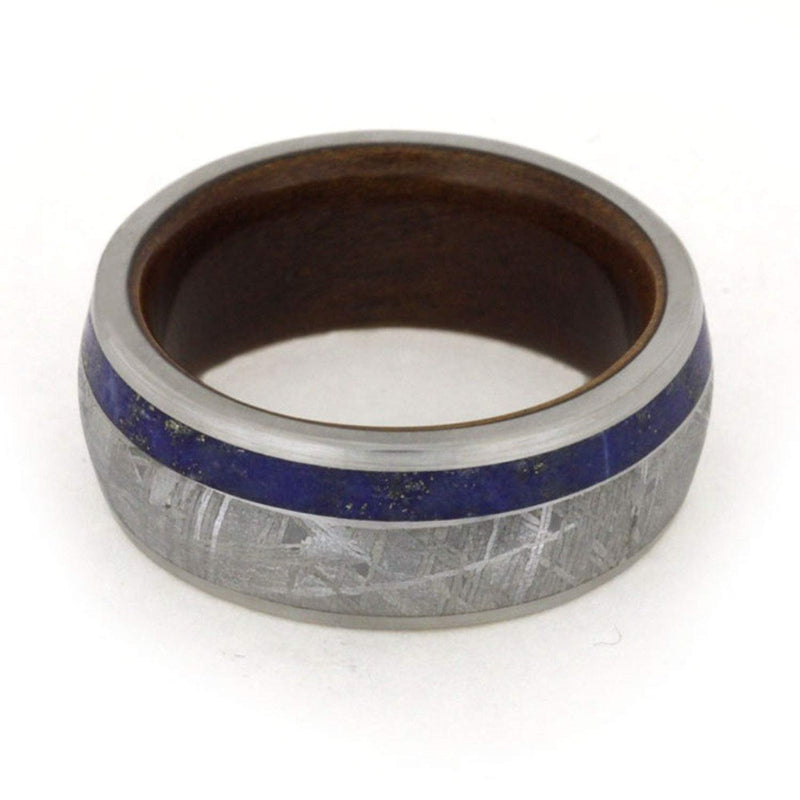 Lapis Lazuli, Gibeon Meteorite, Wood Sleeve 9mm Comfort-Fit Titanium Brushed Band
