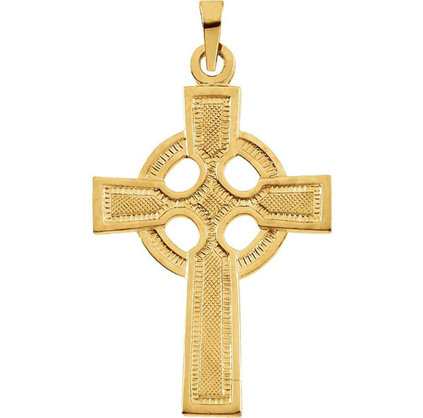 Celtic Halo Cross 14k Yellow Gold Pendant (34.5x19.75 MM)