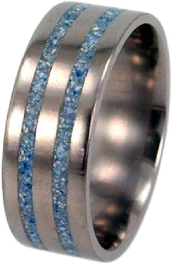 Turquoise Spectacular 10mm Comfort-Fit Brushed Titanium Wedding Ring , Size 13.5