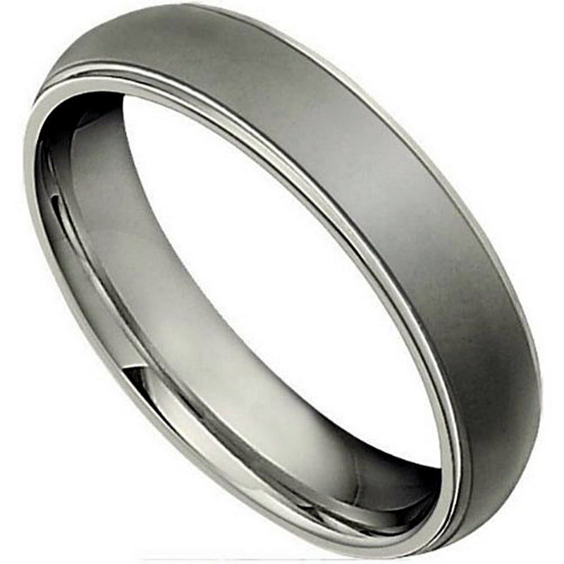 Titanium and Matte Grey 5mm Comfort Fit Oxidized Dome Band