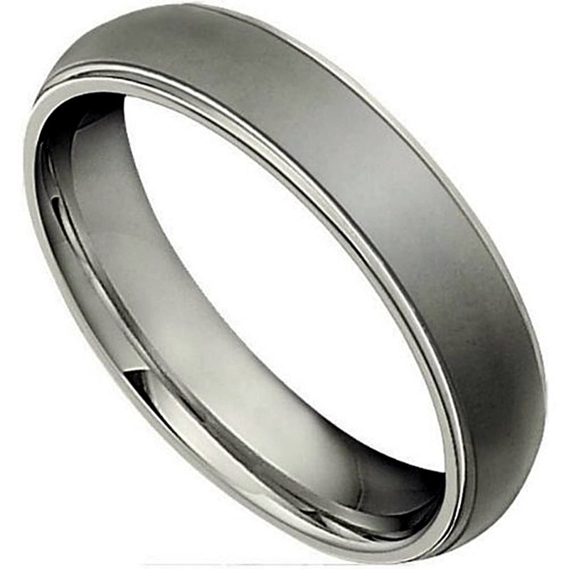 Titanium and Matte Grey 5mm Comfort Fit Oxidized Dome Band Size 12