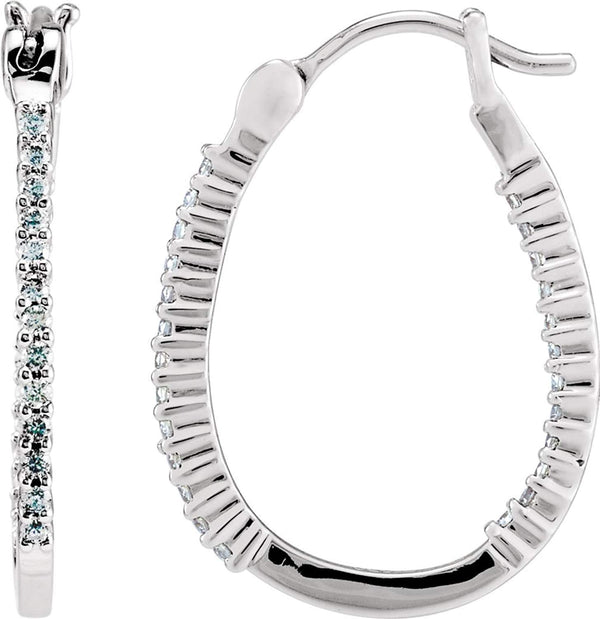 Platinum Hoop Earrings, Inside-Outside Diamond (1/4 Ctw, Color G-H, Clarity SI )