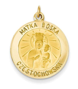 14k Yellow Gold Matka Boska Medal Charm (25X19MM)