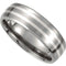 Satin Finish Titanium and Sterling Silver 7mm Dome Comfort Fit Band