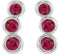 Ruby Three-Stone Ear Climbers, Rhodium-Plated 14k White Gold