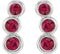 Platinum Ruby Three-Stone Ear Climbers