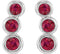 Ruby Three-Stone Ear Climbers, Sterling Silver