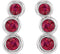 Chatham Created Ruby Three-Stone Ear Climbers, Rhodium-Plated 14k White Gold