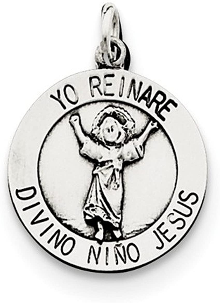 Sterling Silver Divino Nino Medal (Divine Infant Jesus) (23X18MM)