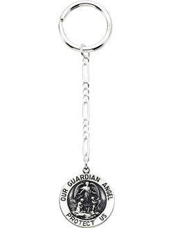 Sterling Silver Guardian Angel Medal Key Chain