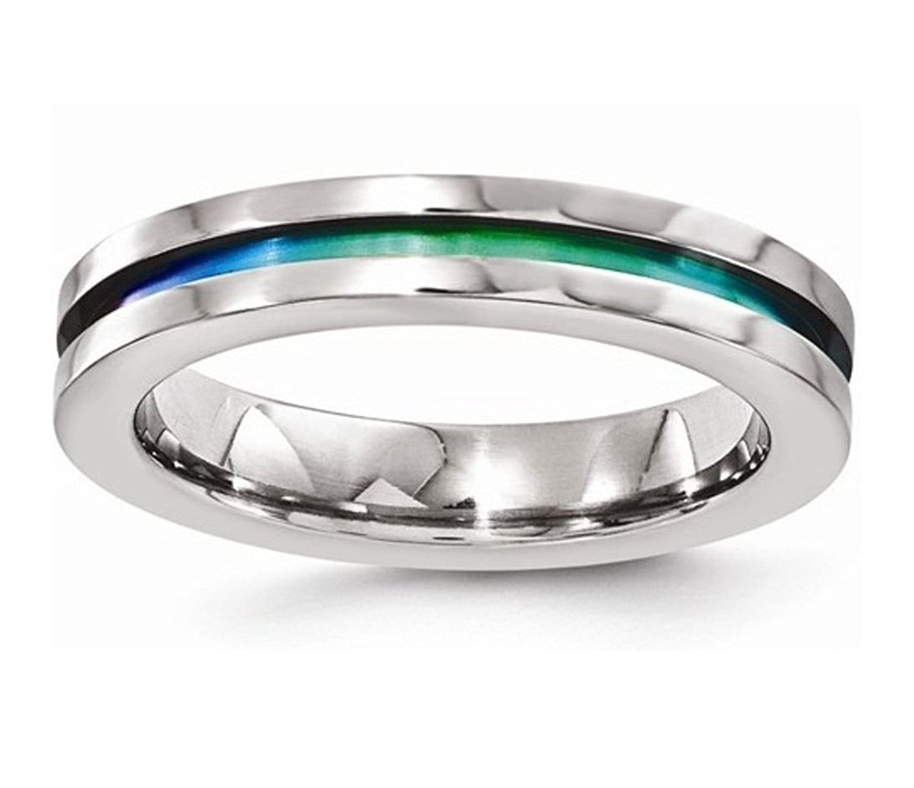 Radiance Collection Gray and Rainbow Anodized Titanium 4mm Band, Size 8.5