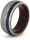 Lapis Lazuli, Gibeon Meteorite, Wood Sleeve 9mm Comfort-Fit Titanium Brushed Band, Size 9.25