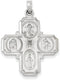 Rhodium-Plated 14k White Gold Four Way Medal Pendant (36X25MM)