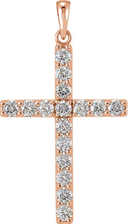 Diamond Cross Pendant, 14k Rose Gold (0.33 Ctw, Color GH, Clarity I1)