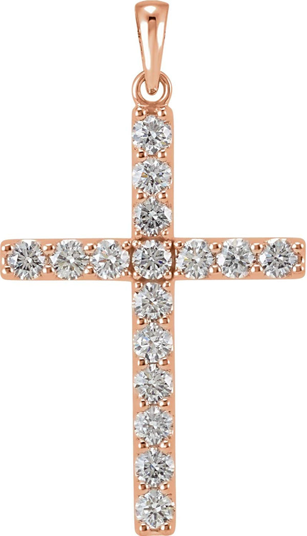 Diamond Cross Pendant, 14k Rose Gold (0.33 Ctw, Color GH, Clarity I1)