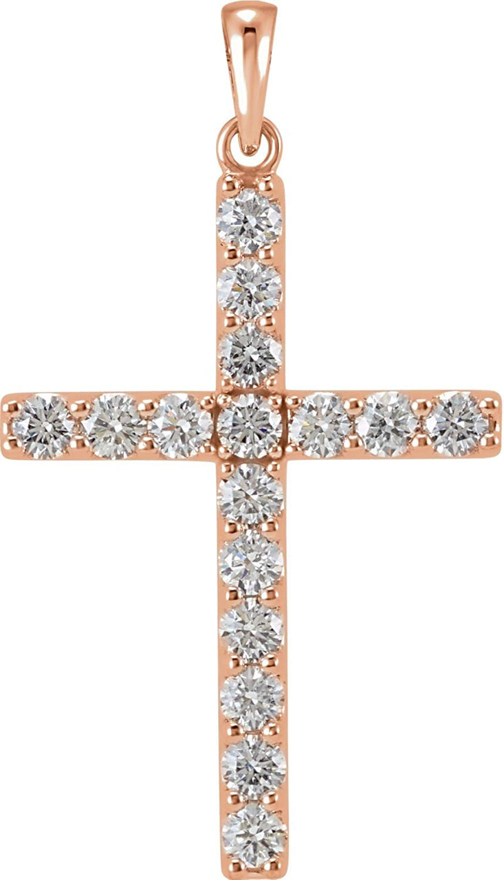 Diamond Cross Pendant, 14k Rose Gold (0.33 Ctw, Color GH, Clarity I1)