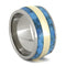 Turquoise, 14k Yellow Gold Inlay 11.5mm Comfort-Fit Titanium Wedding Band