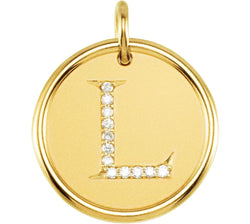 Diamond Initial "L" Round Pendant 18k Yellow Gold-Plated Sterling Silver (.06 Ctw, Color G-H, Clarity I1)