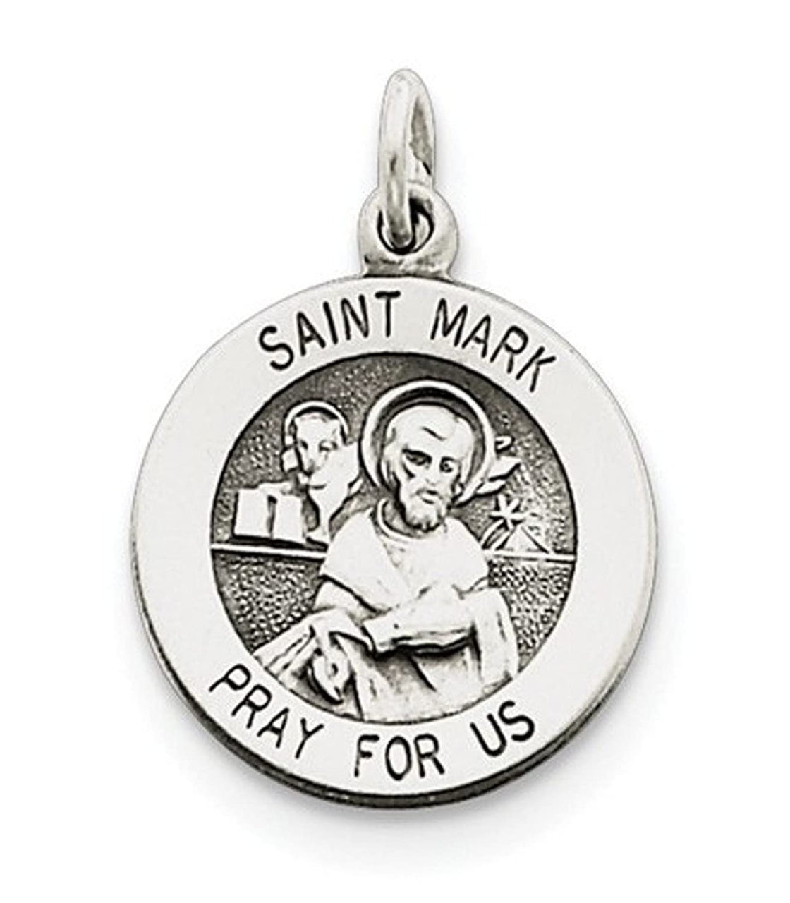 Sterling Silver Antiqued St. Mark Medal (20X15MM)