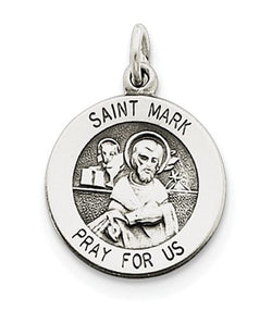 Sterling Silver Antiqued St. Mark Medal (20X15MM)