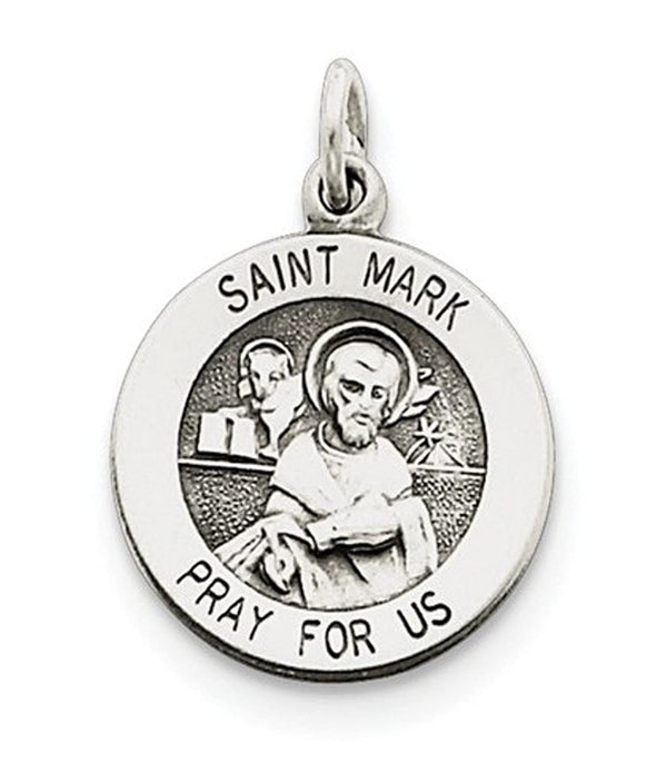 Sterling Silver Antiqued St. Mark Medal (20X15MM)