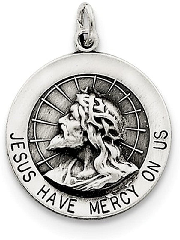 Sterling Silver Jesus Have Mercy Medal (23X18MM)