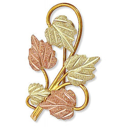 Diamond-Cut Heart Leaves Brooch Pin, 10k Yellow Gold, 12k Green and Rose Gold Black Hills Gold Motif