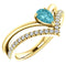 Blue Zircon Pear and Diamond Chevron 14k Yellow Gold Ring (. 16 Ctw, G-H Color, I1 Clarity)